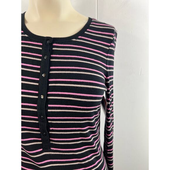 NEW! ATM Anthony Thomas Melillo LS Dress Striped in Black Pink Beige In Size M - Picture 4 of 7